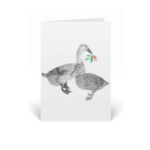 floral duck greeting card