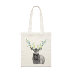floral stag tote bag
