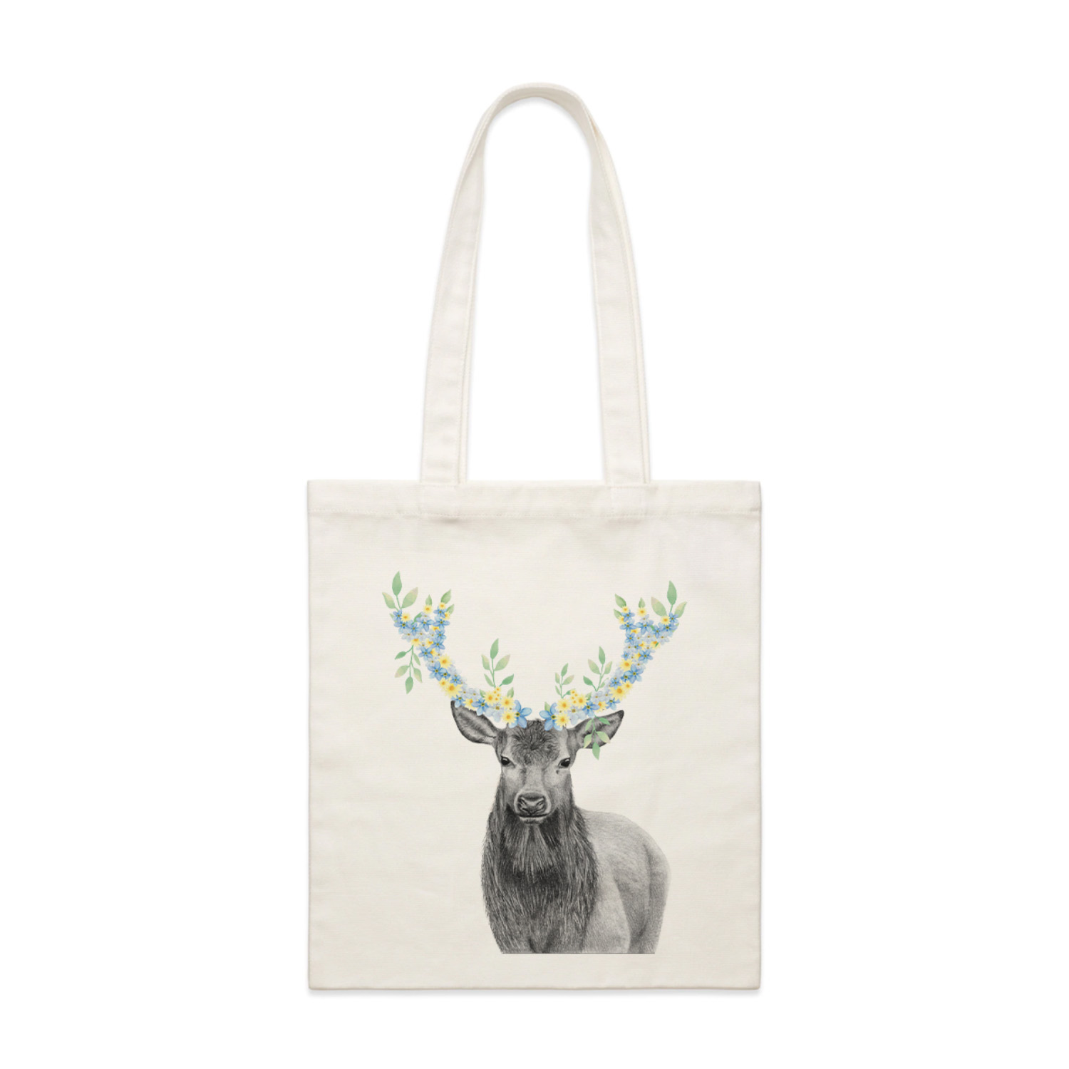floral stag tote bag