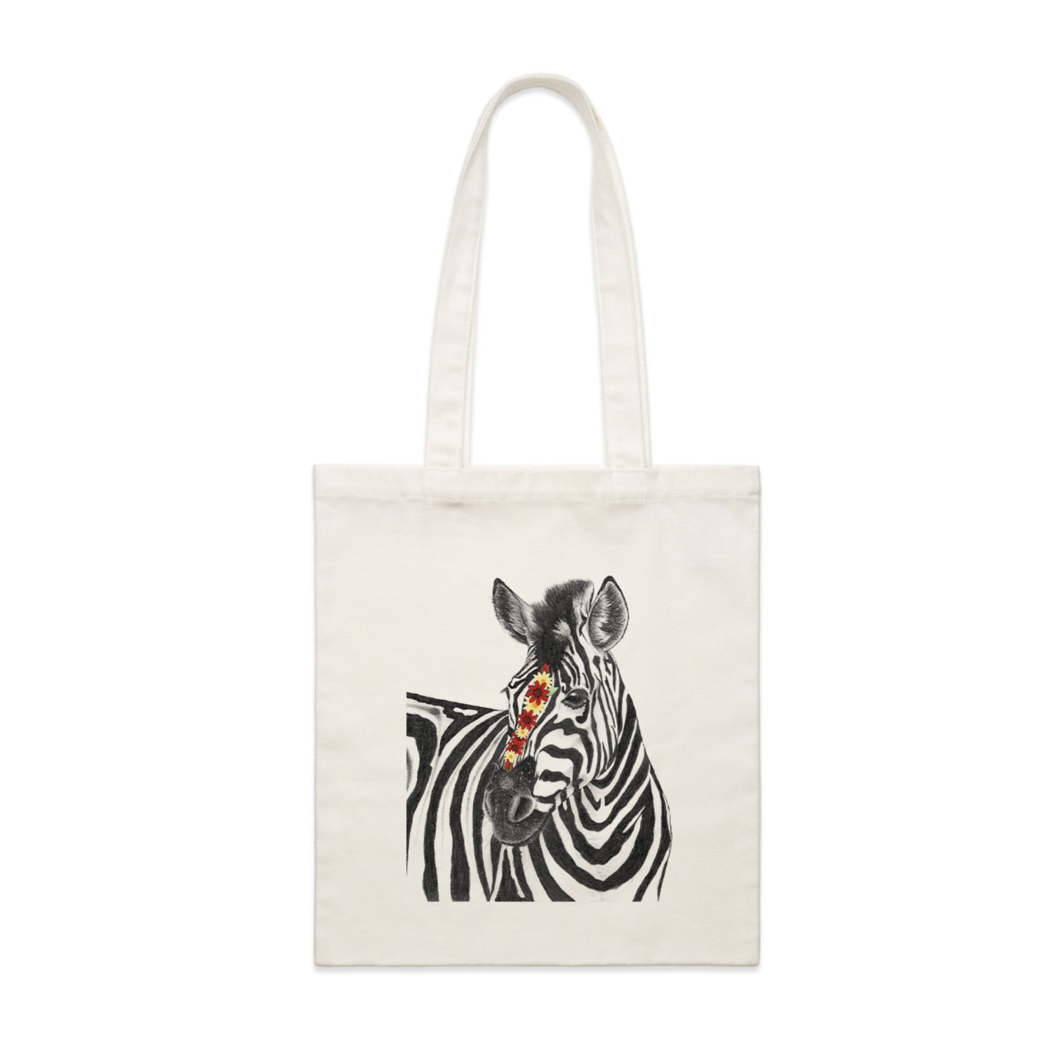 floral zebra tote bag
