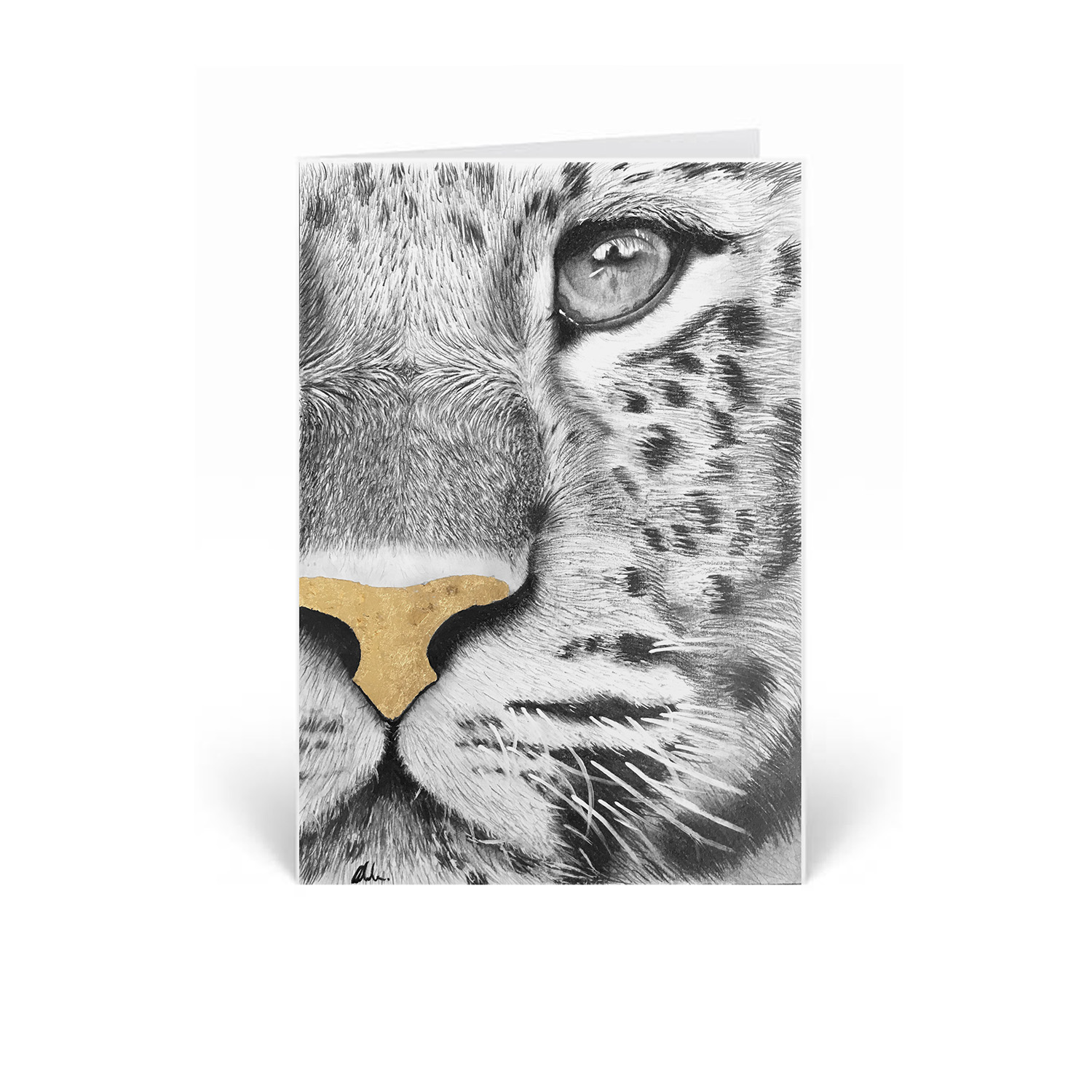 leopard gold leaf greeting card