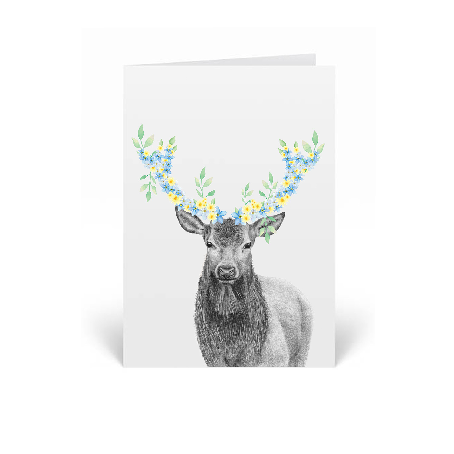 floral stag greeting card
