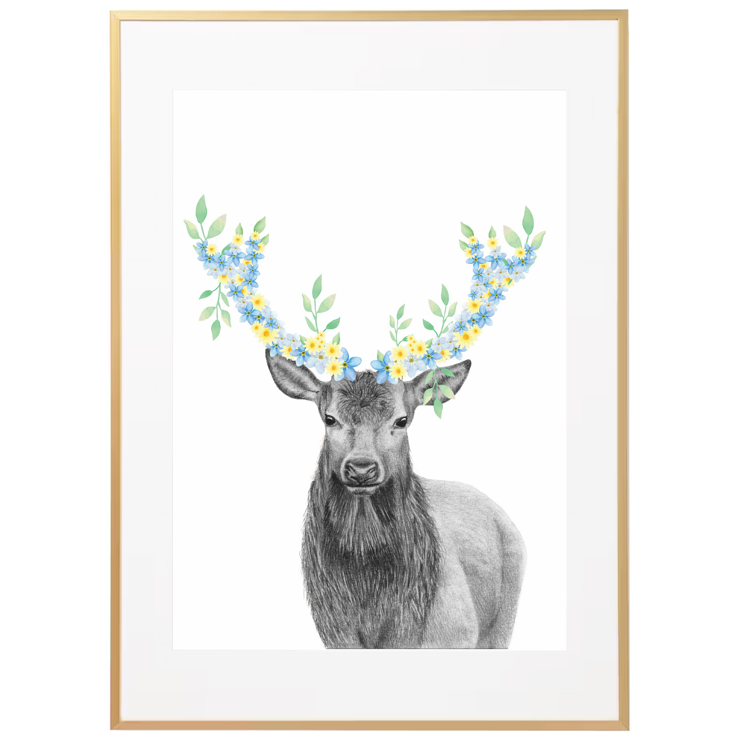 floral stag print