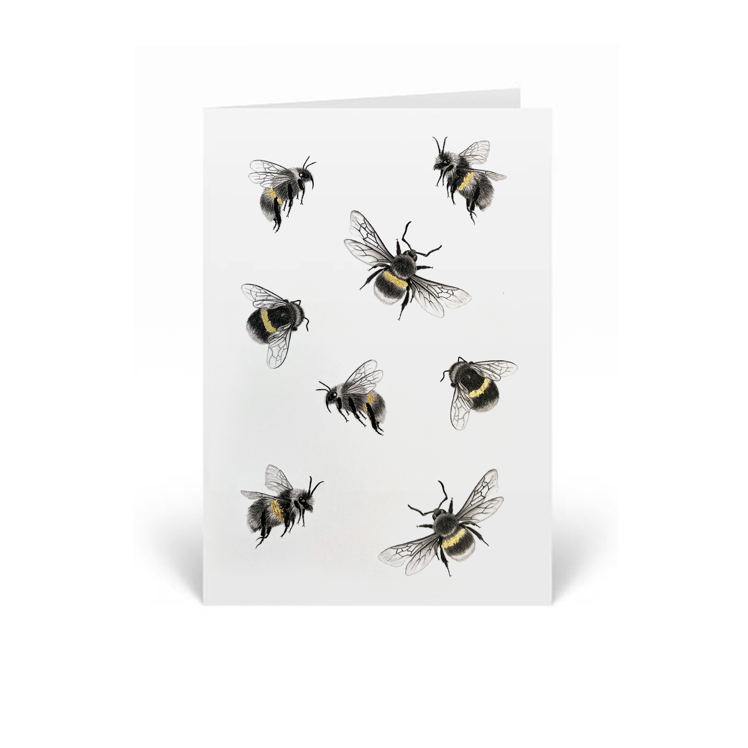 Bumblebees gold leaf greeting card