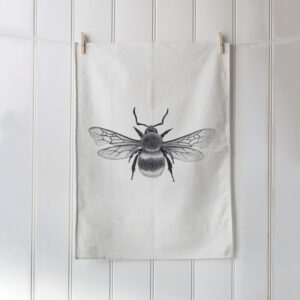 Queen Bee organic tea towel