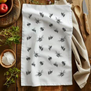 bumblebees organic cotton tea towel